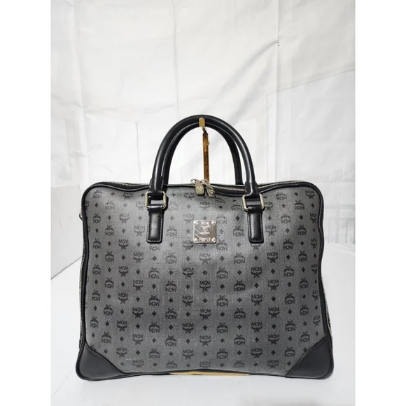 MCM Visetos Laptop Bag Grey/Black - Picture 1 of 15
